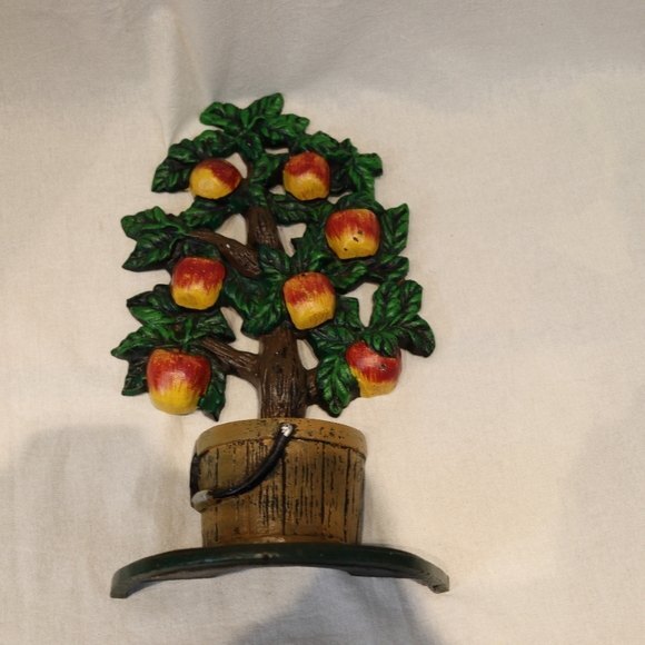 Vintage Cast Iron Apple Tree Doorstop Rustic Farmhouse Decor 12" Tall - Picture 14 of 14